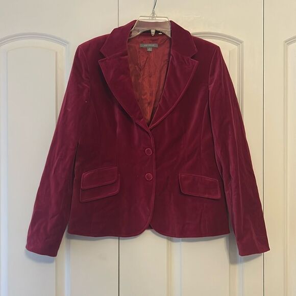 Ann Taylor Fuchsia Pink Velvet Blazer Size 10 - Picture 1 of 4